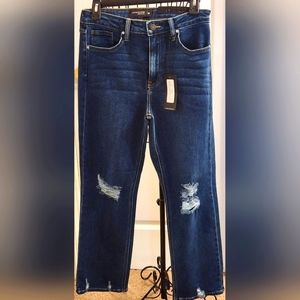 JUST BLACK DENIM Distressed high rise straight JEANS SZ 29